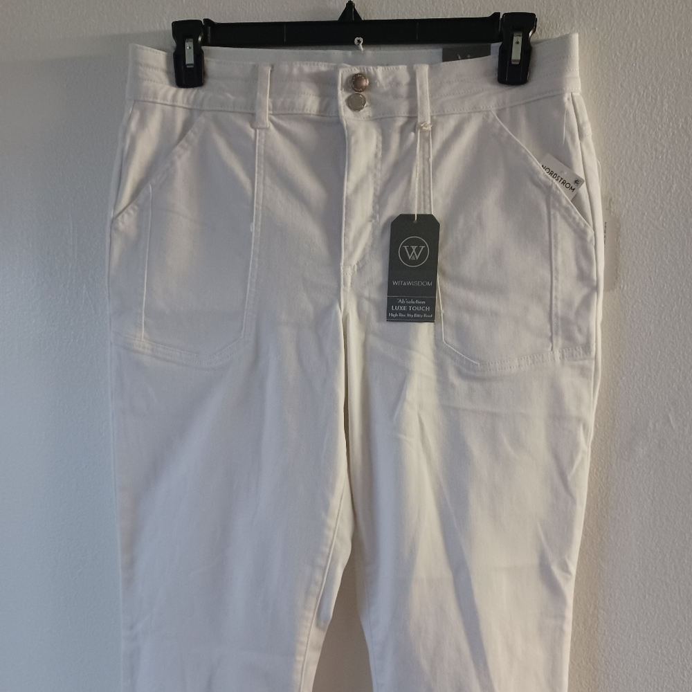 Wit & Wisdom Optic White High Rise Luxe Touch Itty Bitty Boot Elastic Waistband